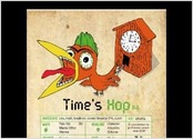 Illustration pour une étiquette de bière la Time's Hop, une bière IPA dans laquelle toutes les 5 minutes du houblon été ajouté d'où l'idée du coucou exorbité ! Réalisé à partir d'un dessin fait main au feutre fin.