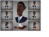 Modele 3D animable de la caricature stylisé du président Barack Obama