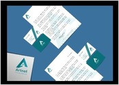 Création et réalisation des  supports de communication  pour la société Artnet: logo, cartes de visite et en-tête.