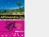 Affiche cre pour le salon Apimondia  Montpellier en 2009. Avec dclinaison : Flyers et panneaux d expositions.