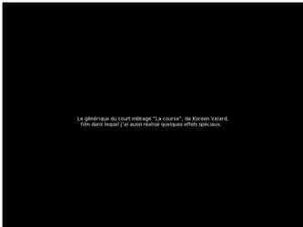 Le générique du court-métrage "La course", de Koreen Valard.
Elle tenait à ce que le générique soit dans un style un peu 70's, plutôt dessin, et qu'il raconte l'histoire sans la spoiler.