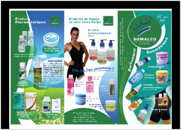 flyer destiné à la présentation de catalogue d'une enseigne cosmétique locale 