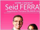 Réalisation d'un flyer pour la candidature de Seid Ferrat et Florianne Palmieri aux éléctions législatives. 
Le gros du travail à été le détourage des protagonistes pour les intégrer avec le fond du flyer