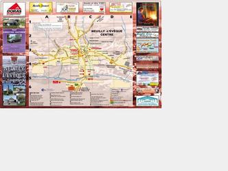 Dpliant pour Neuilly L vque avec plan + encarts publicitaires recto