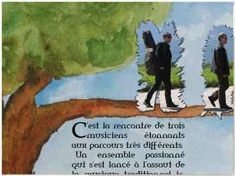  Préparé pour le groupe de musique celtic local "Irish Kind Of". La peinture à été créée pour ce projet, les photos ont étaient fournies. 