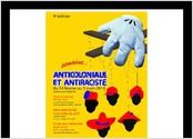 Affiche pour une manifestation anti-coloniale pour rassembler et sensibiliser la population sur les inégalités sociales et culturelles. 