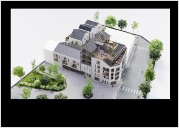 Image extraite d'un projet de maquette orbitale animée réalisé pour le compte de la société Habx et de leur client Nacarat pour un projet immobilier situé à Bordeaux.