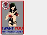 Affiche pour le recrutement de membre d'une association locale de Roller Derby