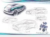 Proposition de style pour un nouveau modèle de la gamme hybride Prius de chez Toyota. 
Définition du style extérieur et intérieur; 
Objectif : S'inspirer de la nature pour exacerber le côté écologique de la plus célèbre des voitures hybrides du marché. Sketches (croquis) à la main, mise en couleur Photoshop.
