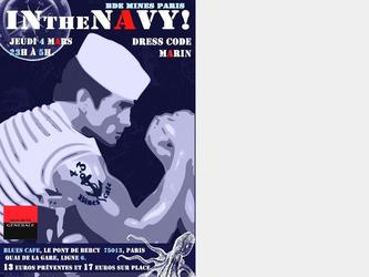 Affiche soire tudiante sur le thme "In the Navy" sur la pniche Blues Caf