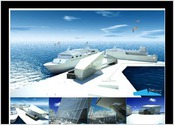 Rendu 3D, afin de reprsenter dans son environnement,  l chelle des bateaux un projet concernant la gare maritime de Toulon.