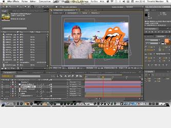 Capture cran d une composition d After Effect: cration d un ensemble de composition anim pour un gnrique burlesque pastiche des missions de tl-ralit.