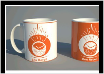 Proposition arrive 3me au concours national "Bon Rveil", jeune socit lyonnaise de livraison de petit djeuner  domicile.

Le concours consistait  la cration d un graphisme refltant l?esprit Bon Rveil qui illustrera le MUG Bon Rveil, et d?ventuels autres supports (T-shirts, badges, site internet, encarts dans la presse ...).
