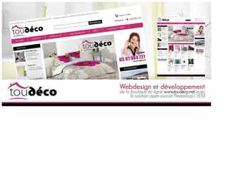 Webdesign et développement de la boutique en ligne www.toudeco.net avec la solution open source Prestashop.